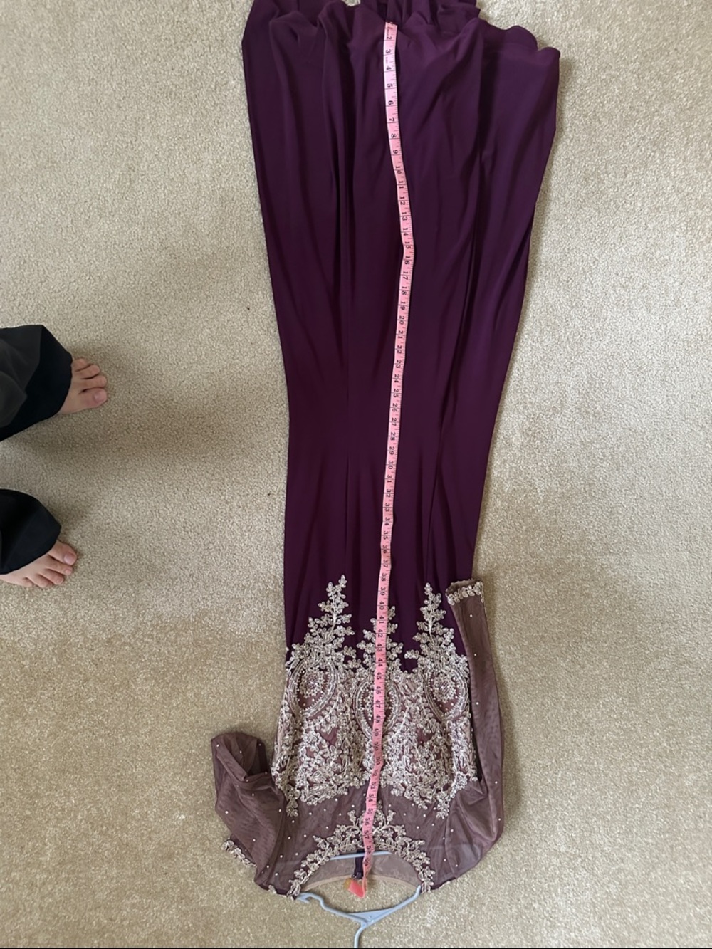Xscape purple/gold long sleeve dress - Picture 7 of 8